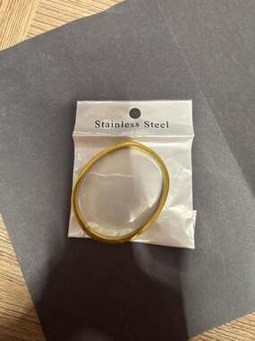 Gold-Plated Stainless Steel Mother of Pearl Inlay Bangle Bracelet with Crystals
